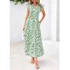 image:imagePRETTYGARDEN Womens 2026 Summer Floral Midi Dress Cap Sleeve V Neck Ruffle Long Flowy Boho Casual Beach Vacation DressesLeaves Light Green