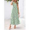 image:imagePRETTYGARDEN Womens 2026 Summer Floral Midi Dress Cap Sleeve V Neck Ruffle Long Flowy Boho Casual Beach Vacation DressesLeaves Light Green
