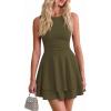 image:imagePRETTYGARDEN Womens 2026 Summer Mini Dress Sleeveless Ruched A Line Ruffle Flowy Short Cute Dresses Party Date Night OutfitsArmy Green