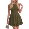 image:imagePRETTYGARDEN Womens 2026 Summer Mini Dress Sleeveless Ruched A Line Ruffle Flowy Short Cute Dresses Party Date Night OutfitsArmy Green