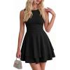 image:imagePRETTYGARDEN Womens 2026 Summer Mini Dress Sleeveless Ruched A Line Ruffle Flowy Short Cute Dresses Party Date Night OutfitsBlack