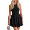 image:imagePRETTYGARDEN Womens 2026 Summer Mini Dress Sleeveless Ruched A Line Ruffle Flowy Short Cute Dresses Party Date Night OutfitsBlack