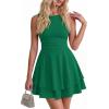 image:imagePRETTYGARDEN Womens 2026 Summer Mini Dress Sleeveless Ruched A Line Ruffle Flowy Short Cute Dresses Party Date Night OutfitsGreen