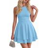 image:imagePRETTYGARDEN Womens 2026 Summer Mini Dress Sleeveless Ruched A Line Ruffle Flowy Short Cute Dresses Party Date Night OutfitsLight Blue