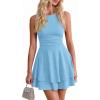 image:imagePRETTYGARDEN Womens 2026 Summer Mini Dress Sleeveless Ruched A Line Ruffle Flowy Short Cute Dresses Party Date Night OutfitsLight Blue