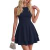 image:imagePRETTYGARDEN Womens 2026 Summer Mini Dress Sleeveless Ruched A Line Ruffle Flowy Short Cute Dresses Party Date Night OutfitsNavy Blue