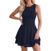 image:imagePRETTYGARDEN Womens 2026 Summer Mini Dress Sleeveless Ruched A Line Ruffle Flowy Short Cute Dresses Party Date Night OutfitsNavy Blue