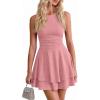 image:imagePRETTYGARDEN Womens 2026 Summer Mini Dress Sleeveless Ruched A Line Ruffle Flowy Short Cute Dresses Party Date Night OutfitsPink