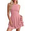 image:imagePRETTYGARDEN Womens 2026 Summer Mini Dress Sleeveless Ruched A Line Ruffle Flowy Short Cute Dresses Party Date Night OutfitsPink
