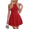 image:imagePRETTYGARDEN Womens 2026 Summer Mini Dress Sleeveless Ruched A Line Ruffle Flowy Short Cute Dresses Party Date Night OutfitsRed