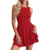 image:imagePRETTYGARDEN Womens 2026 Summer Mini Dress Sleeveless Ruched A Line Ruffle Flowy Short Cute Dresses Party Date Night OutfitsRed