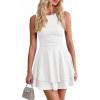 image:imagePRETTYGARDEN Womens 2026 Summer Mini Dress Sleeveless Ruched A Line Ruffle Flowy Short Cute Dresses Party Date Night OutfitsWhite