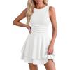 image:imagePRETTYGARDEN Womens 2026 Summer Mini Dress Sleeveless Ruched A Line Ruffle Flowy Short Cute Dresses Party Date Night OutfitsWhite