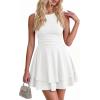 image:imagePRETTYGARDEN Womens 2026 Summer Mini Dress Sleeveless Ruched A Line Ruffle Flowy Short Cute Dresses Party Date Night OutfitsWhite