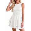 image:imagePRETTYGARDEN Womens 2026 Summer Mini Dress Sleeveless Ruched A Line Ruffle Flowy Short Cute Dresses Party Date Night OutfitsWhite