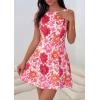 image:imagePRETTYGARDEN Womens 2026 Summer Short Dress Floral Sleeveless Boat Neck A Line Formal Cocktail Party Mini DressesFloral Dark Red