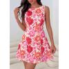 image:imagePRETTYGARDEN Womens 2026 Summer Short Dress Floral Sleeveless Boat Neck A Line Formal Cocktail Party Mini DressesFloral Dark Red