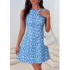 image:imagePRETTYGARDEN Womens 2026 Summer Short Dress Floral Sleeveless Boat Neck A Line Formal Cocktail Party Mini DressesFloral White Blue
