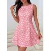 image:imagePRETTYGARDEN Womens 2026 Summer Short Dress Floral Sleeveless Boat Neck A Line Formal Cocktail Party Mini DressesFloral White Pink
