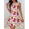 image:imagePRETTYGARDEN Womens 2026 Summer Short Dress Floral Sleeveless Boat Neck A Line Formal Cocktail Party Mini DressesFloral White Red