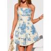 image:imagePRETTYGARDEN Womens 2026 Summer Strapless Tube Mini Dress Off Shoulder Smocked Ruffle A Line Flowy Short Party Club DressesFloral Blue
