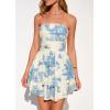image:imagePRETTYGARDEN Womens 2026 Summer Strapless Tube Mini Dress Off Shoulder Smocked Ruffle A Line Flowy Short Party Club DressesFloral Blue