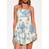 image:imagePRETTYGARDEN Womens 2026 Summer Strapless Tube Mini Dress Off Shoulder Smocked Ruffle A Line Flowy Short Party Club DressesFloral Blue