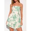 image:imagePRETTYGARDEN Womens 2026 Summer Strapless Tube Mini Dress Off Shoulder Smocked Ruffle A Line Flowy Short Party Club DressesFloral Green