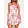 image:imagePRETTYGARDEN Womens 2026 Summer Strapless Tube Mini Dress Off Shoulder Smocked Ruffle A Line Flowy Short Party Club DressesFloral Pink