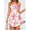 image:imagePRETTYGARDEN Womens 2026 Summer Strapless Tube Mini Dress Off Shoulder Smocked Ruffle A Line Flowy Short Party Club DressesFloral Pink