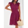 image:imagePRETTYGARDEN Womens 2026 Summer Sundresses Eyelet Cap Sleeve V Neck Short Boho Wedding Guest Dress Beach Vacation ClothesBurgundy
