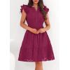 image:imagePRETTYGARDEN Womens 2026 Summer Sundresses Eyelet Cap Sleeve V Neck Short Boho Wedding Guest Dress Beach Vacation ClothesBurgundy