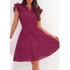 image:imagePRETTYGARDEN Womens 2026 Summer Sundresses Eyelet Cap Sleeve V Neck Short Boho Wedding Guest Dress Beach Vacation ClothesBurgundy