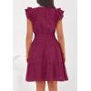 image:imagePRETTYGARDEN Womens 2026 Summer Sundresses Eyelet Cap Sleeve V Neck Short Boho Wedding Guest Dress Beach Vacation ClothesBurgundy