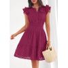 image:imagePRETTYGARDEN Womens 2026 Summer Sundresses Eyelet Cap Sleeve V Neck Short Boho Wedding Guest Dress Beach Vacation ClothesBurgundy