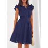 image:imagePRETTYGARDEN Womens 2026 Summer Sundresses Eyelet Cap Sleeve V Neck Short Boho Wedding Guest Dress Beach Vacation ClothesNavy Blue