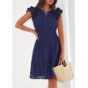 image:imagePRETTYGARDEN Womens 2026 Summer Sundresses Eyelet Cap Sleeve V Neck Short Boho Wedding Guest Dress Beach Vacation ClothesNavy Blue