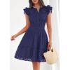 image:imagePRETTYGARDEN Womens 2026 Summer Sundresses Eyelet Cap Sleeve V Neck Short Boho Wedding Guest Dress Beach Vacation ClothesNavy Blue