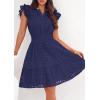 image:imagePRETTYGARDEN Womens 2026 Summer Sundresses Eyelet Cap Sleeve V Neck Short Boho Wedding Guest Dress Beach Vacation ClothesNavy Blue