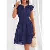 image:imagePRETTYGARDEN Womens 2026 Summer Sundresses Eyelet Cap Sleeve V Neck Short Boho Wedding Guest Dress Beach Vacation ClothesNavy Blue