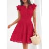 image:imagePRETTYGARDEN Womens 2026 Summer Sundresses Eyelet Cap Sleeve V Neck Short Boho Wedding Guest Dress Beach Vacation ClothesRed