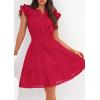 image:imagePRETTYGARDEN Womens 2026 Summer Sundresses Eyelet Cap Sleeve V Neck Short Boho Wedding Guest Dress Beach Vacation ClothesRed