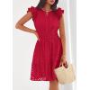 image:imagePRETTYGARDEN Womens 2026 Summer Sundresses Eyelet Cap Sleeve V Neck Short Boho Wedding Guest Dress Beach Vacation ClothesRed