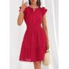 image:imagePRETTYGARDEN Womens 2026 Summer Sundresses Eyelet Cap Sleeve V Neck Short Boho Wedding Guest Dress Beach Vacation ClothesRed