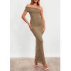 image:imagePRETTYGARDEN Womens 2026 Wedding Guest Cocktail Dresses One Off the Shoulder Ruched Bodycon Formal Maxi Party Summer OutfitsKhaki