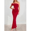 image:imagePRETTYGARDEN Womens 2026 Wedding Guest Cocktail Dresses One Off the Shoulder Ruched Bodycon Formal Maxi Party Summer OutfitsRed