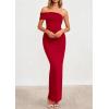 image:imagePRETTYGARDEN Womens 2026 Wedding Guest Cocktail Dresses One Off the Shoulder Ruched Bodycon Formal Maxi Party Summer OutfitsRed