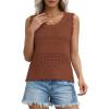 image:imagePRETTYGARDEN Womens Crochet Tank Tops 2026 Summer Spring Sleeveless Tops Cute Sweater Vest Trendy Boho Beach Vacation ClothesCamel