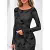 image:imagePRETTYGARDEN Womens Floral Bodycon Maxi Dress 2026 Spring Elegant Mesh Long Sleeve Formal Wedding Guest Cocktail DressesStyle2black