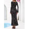 image:imagePRETTYGARDEN Womens Floral Bodycon Maxi Dress 2026 Spring Elegant Mesh Long Sleeve Formal Wedding Guest Cocktail DressesStyle2black